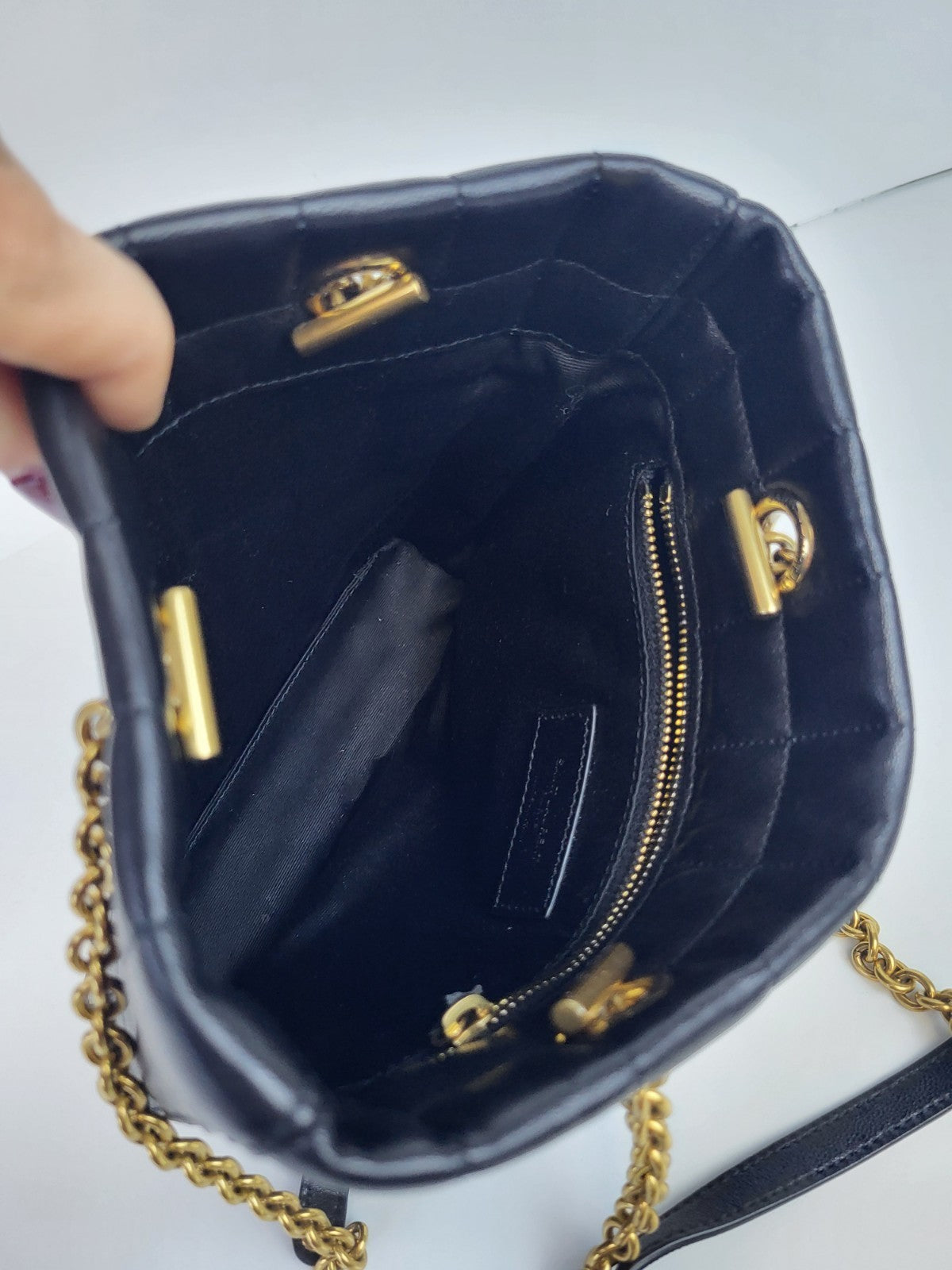 Saint Laurent Matelassé Carré Mini Tote Bag Black Lambskin