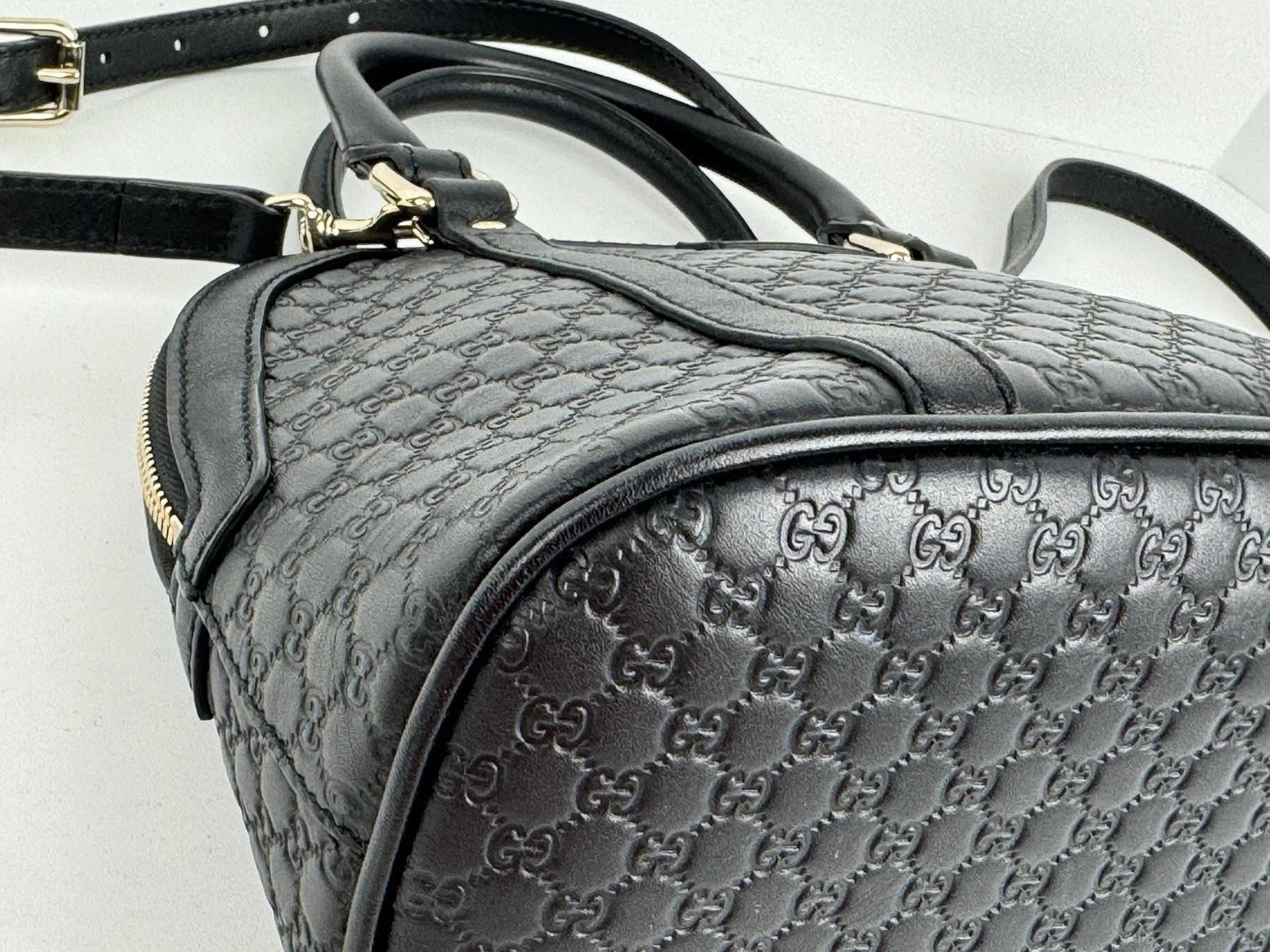 Gucci Microguccissima Mini Dome Satchel Black Leather Gold Hardware