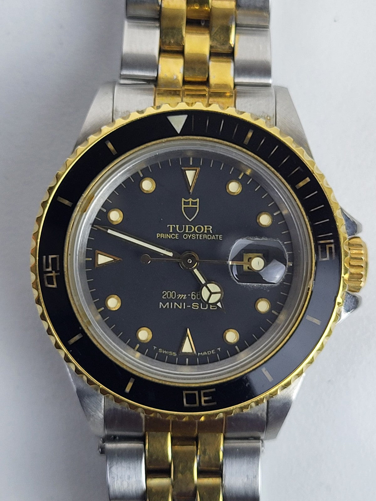 Tudor Mini Sub 73090 PRINCE OYSTERDATE Stainless Steel & Gold Plated Watch 