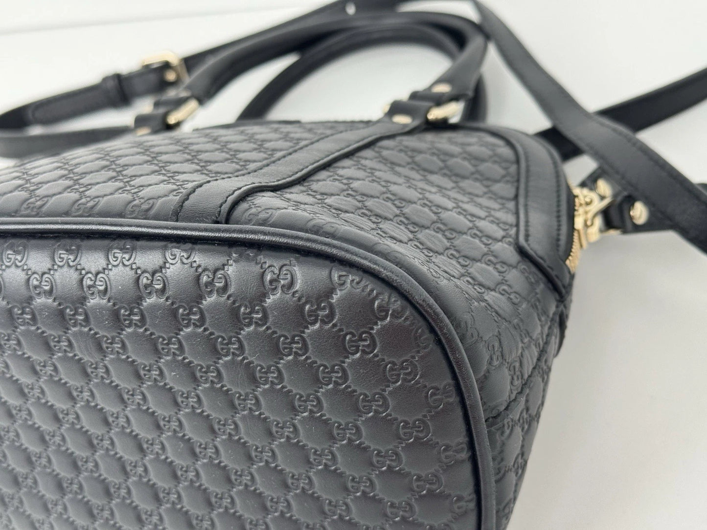 Gucci Microguccissima Mini Dome Satchel Black Leather Gold Hardware