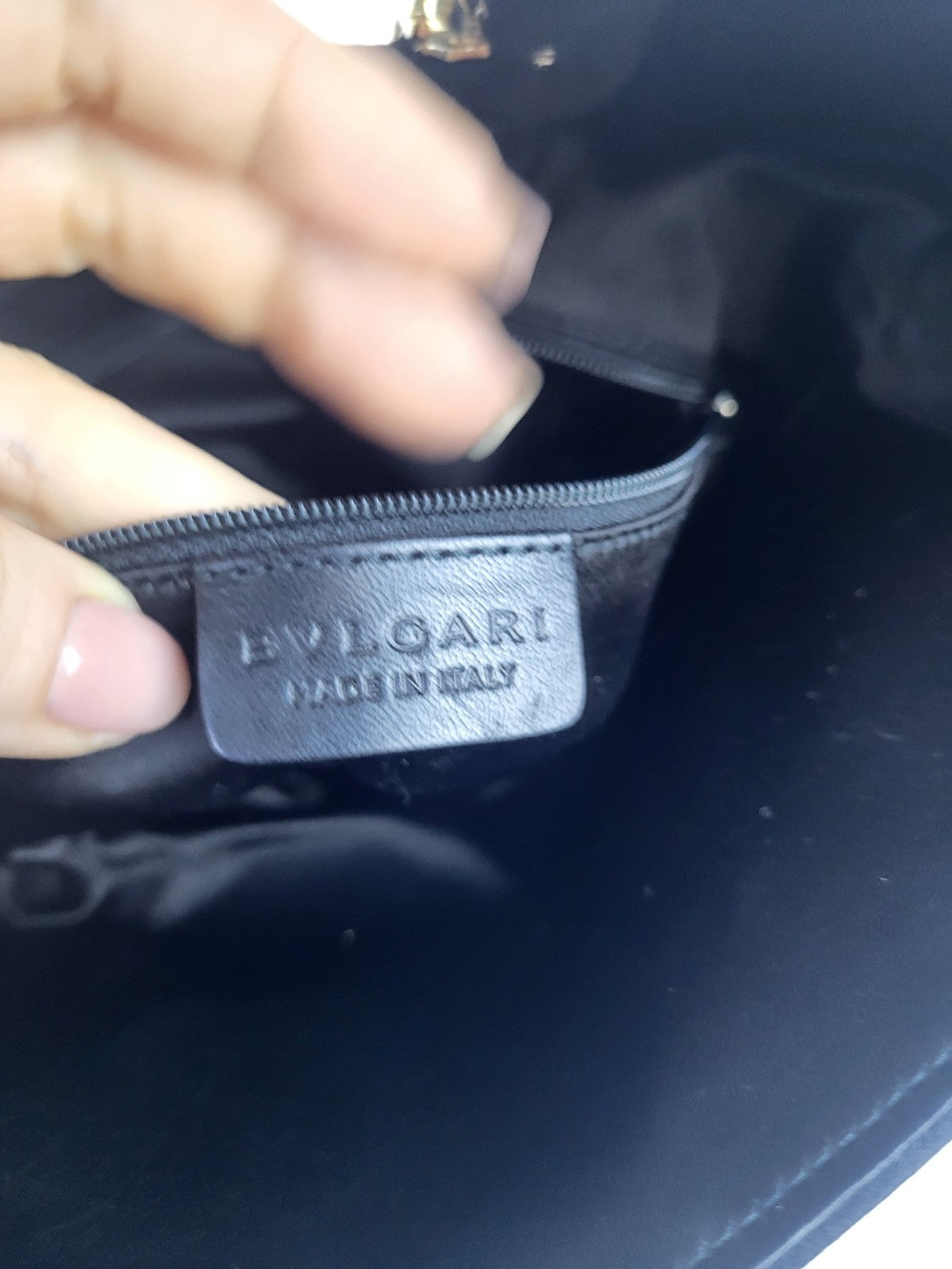 Bvlgari Leoni Flap Chain Shoulder Bag Black Satin 