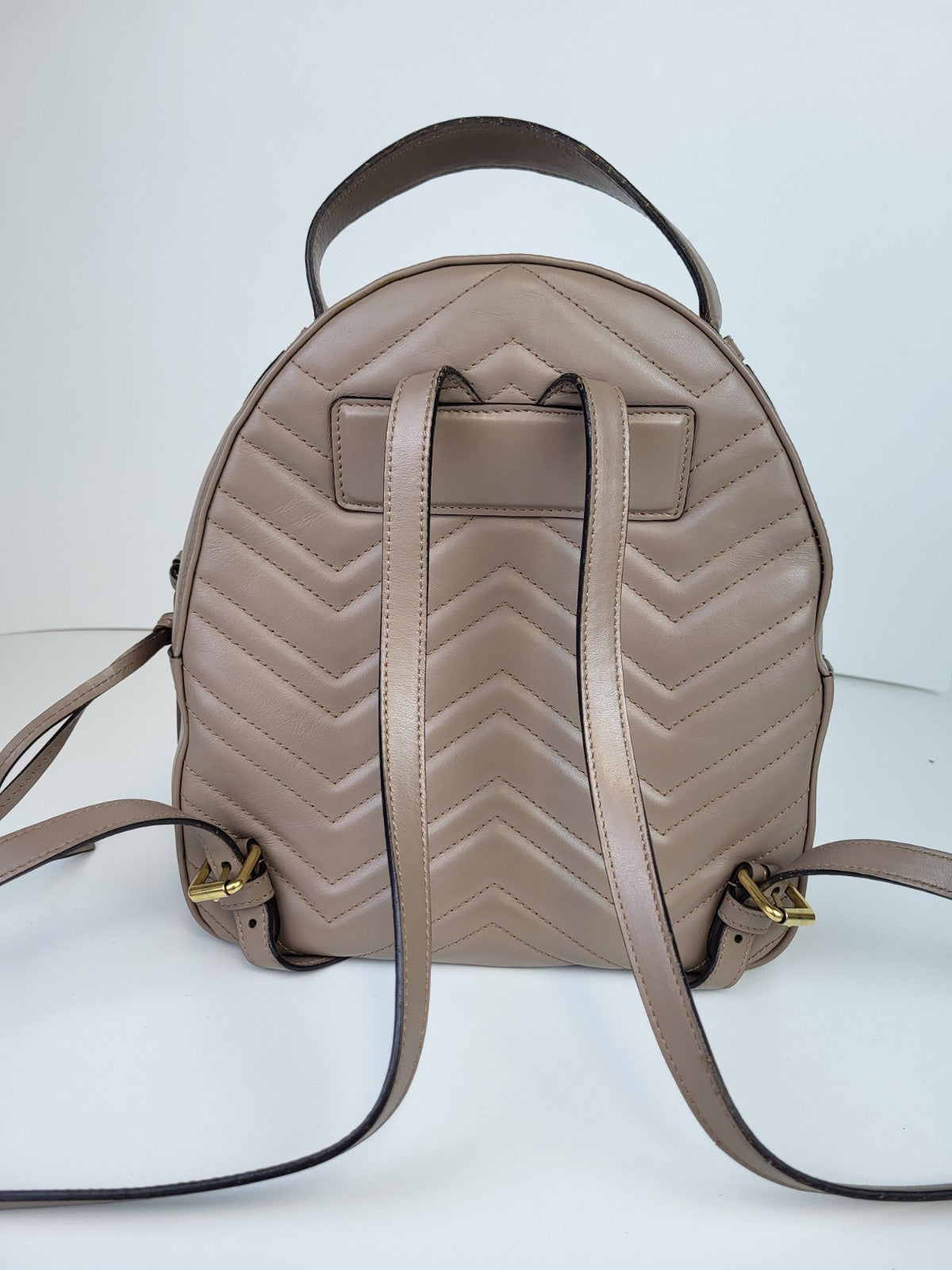 Gucci Beige Quilted Leather Marmont Backpack Bag