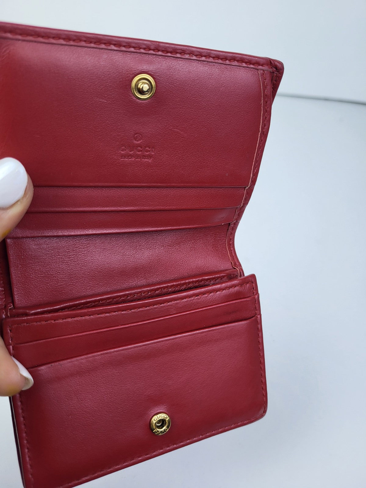 Gucci Matelasse Leather GG Marmont Card Wallet Red