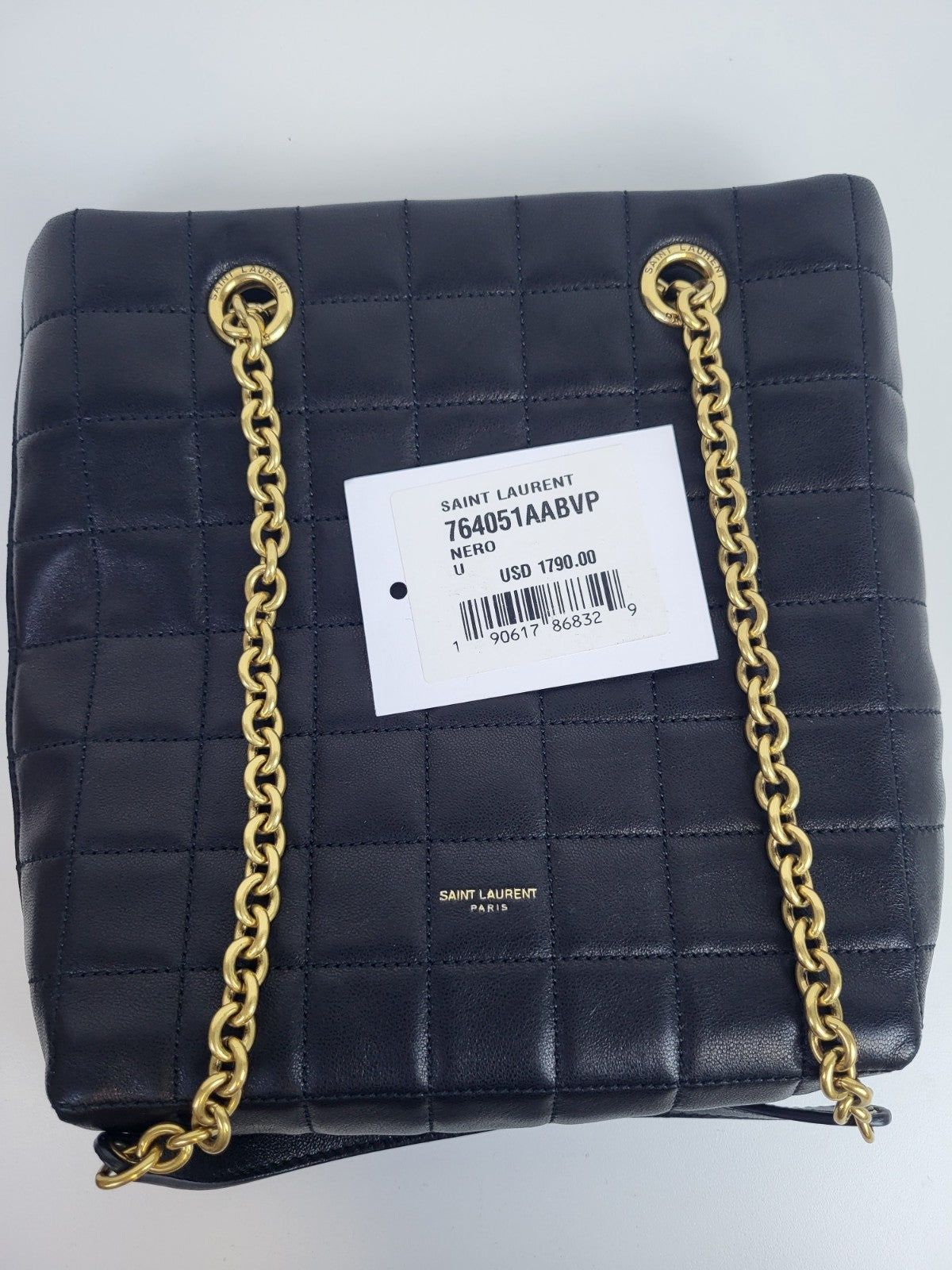 Saint Laurent Matelassé Carré Mini Tote Bag Black Lambskin
