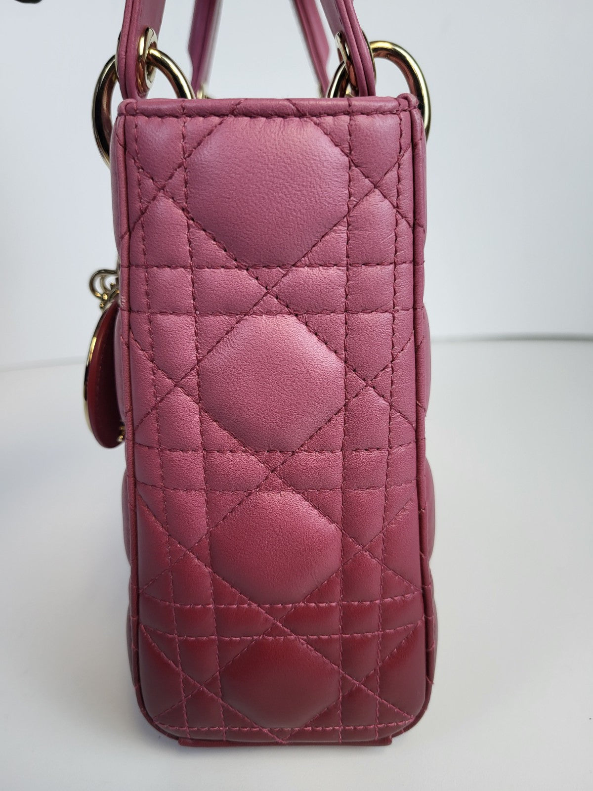 Dior Lady Dior  Ombre Pink Leather Small Shoulder Bag