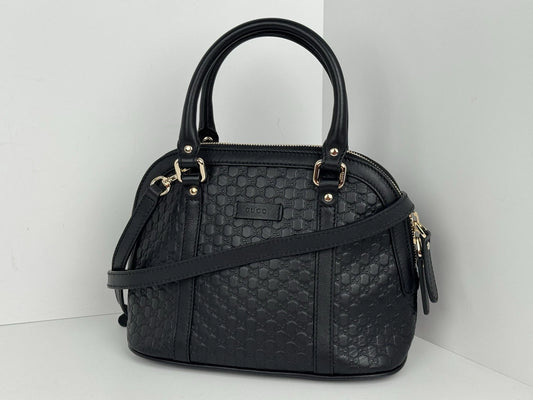 Gucci Microguccissima Mini Dome Satchel Black Leather Gold Hardware