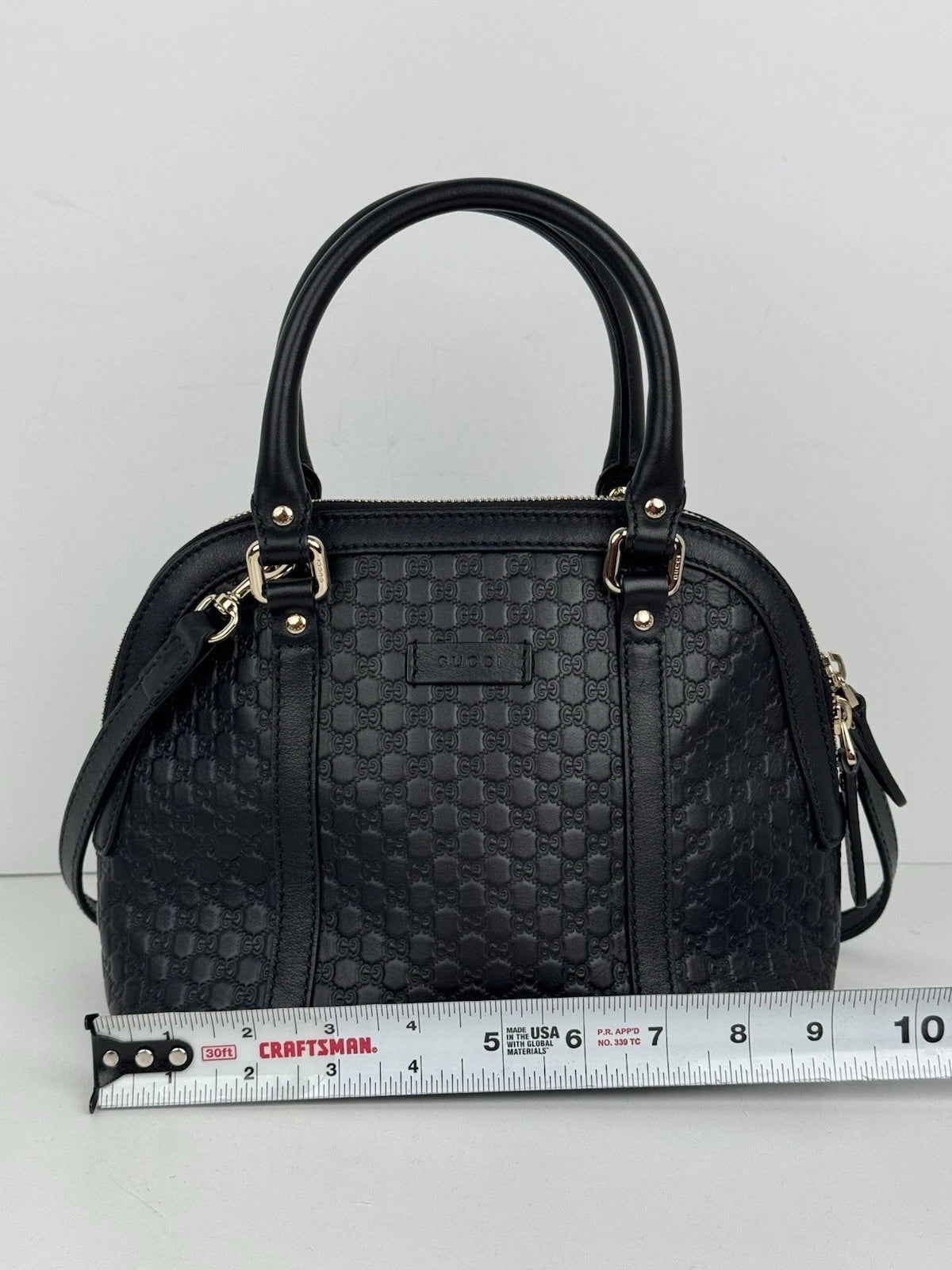 Gucci Microguccissima Mini Dome Satchel Black Leather Gold Hardware