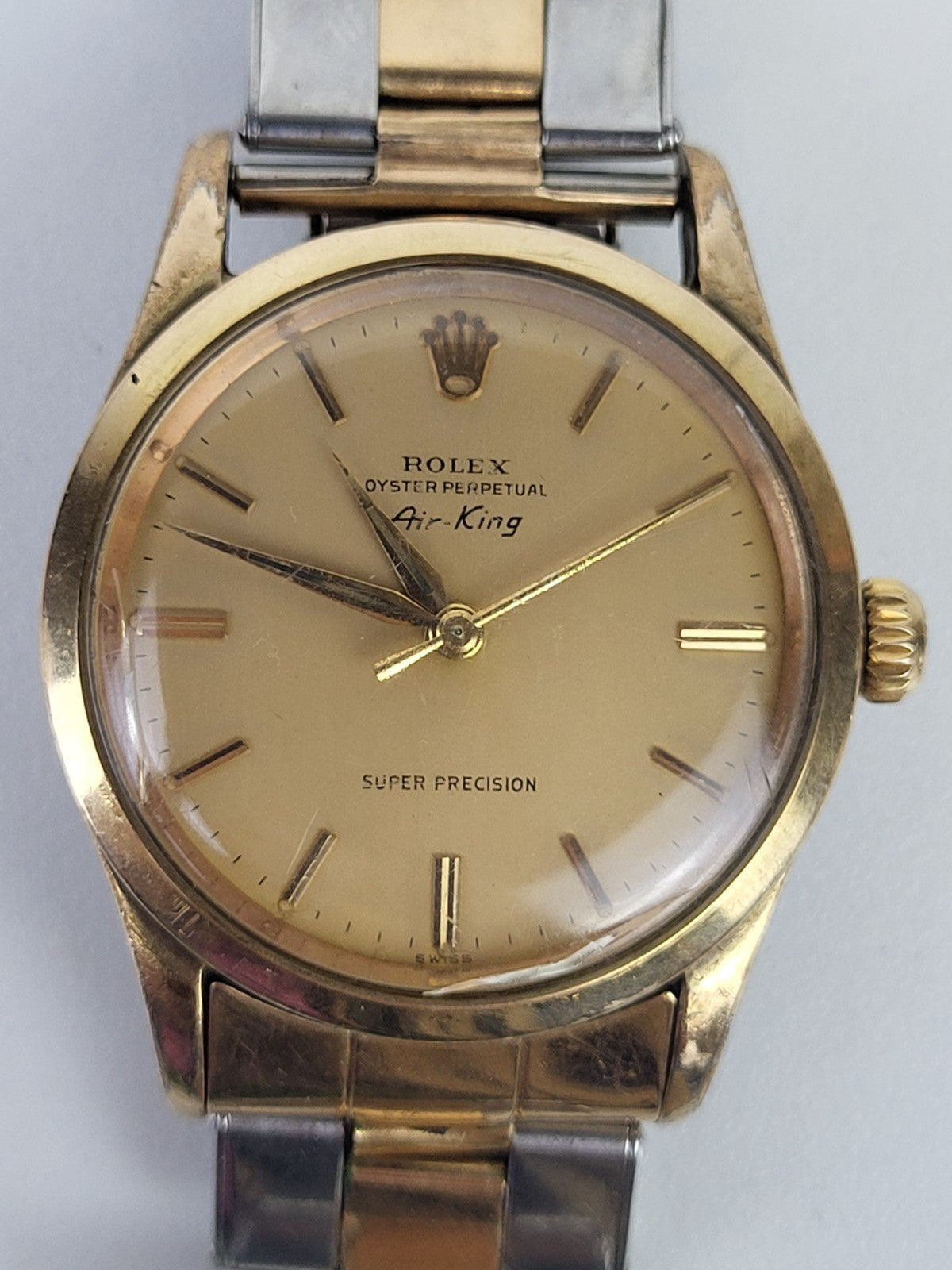 Rolex Air King Watch 5506 Rare Two Tone 14k Gold 34mm