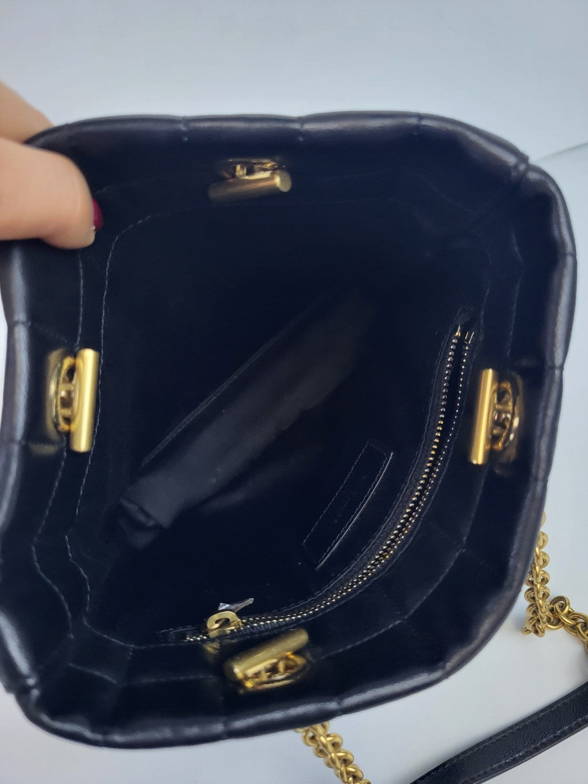 Saint Laurent Matelassé Carré Mini Tote Bag Black Lambskin