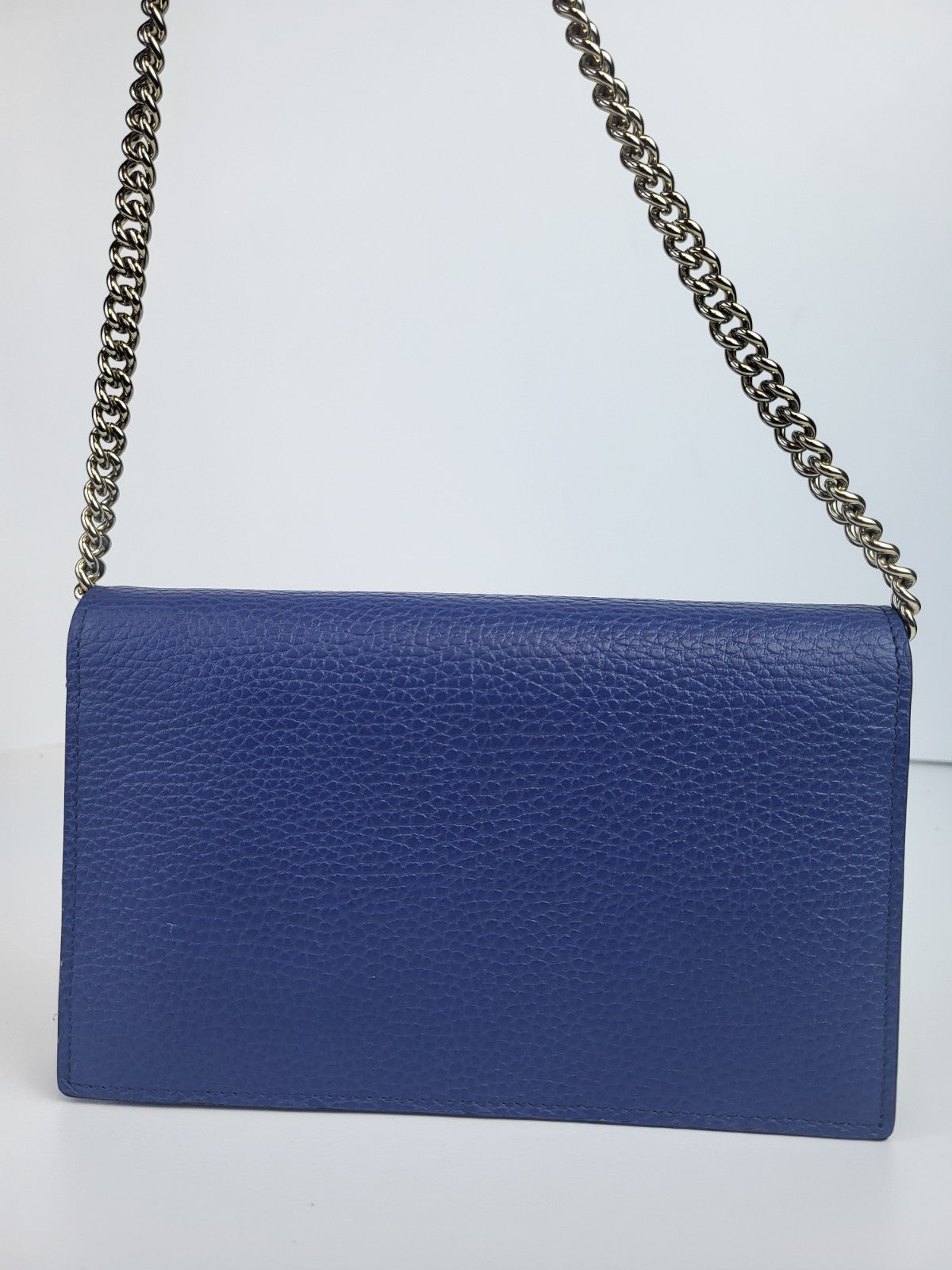 Gucci Interlocking Wallet on Chain Blue Leather