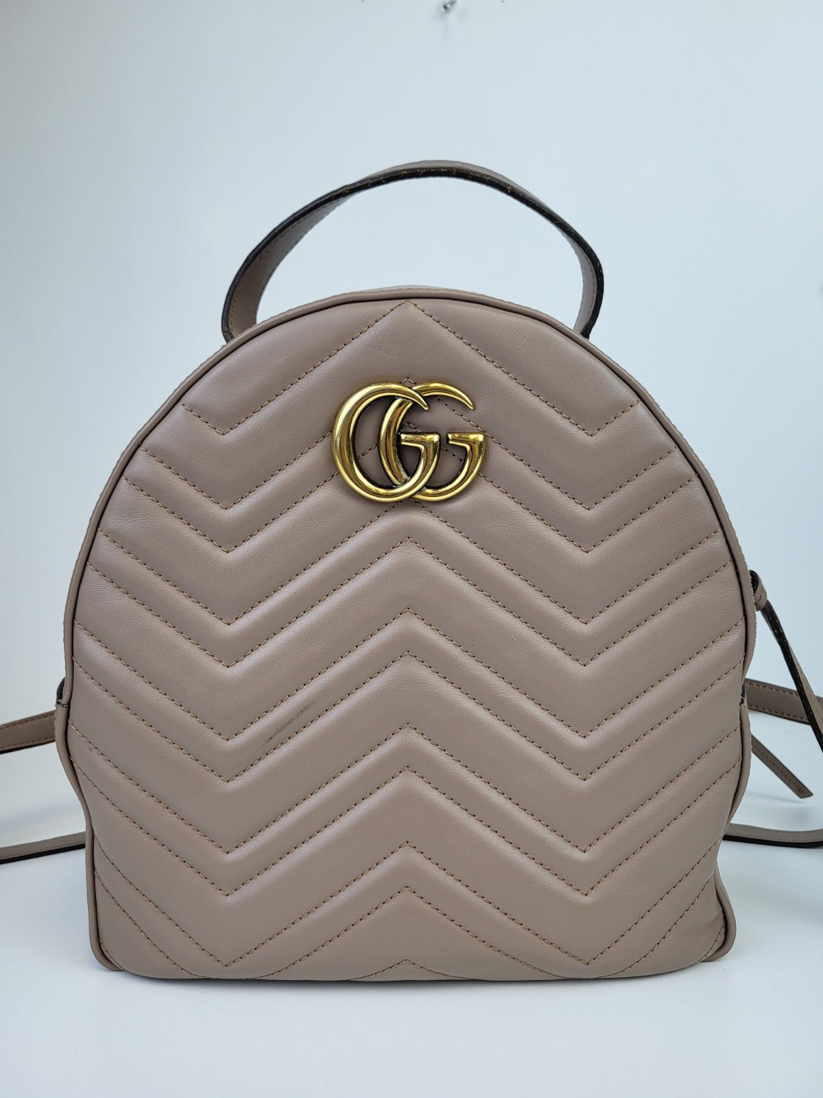 Gucci Beige Quilted Leather Marmont Backpack Bag