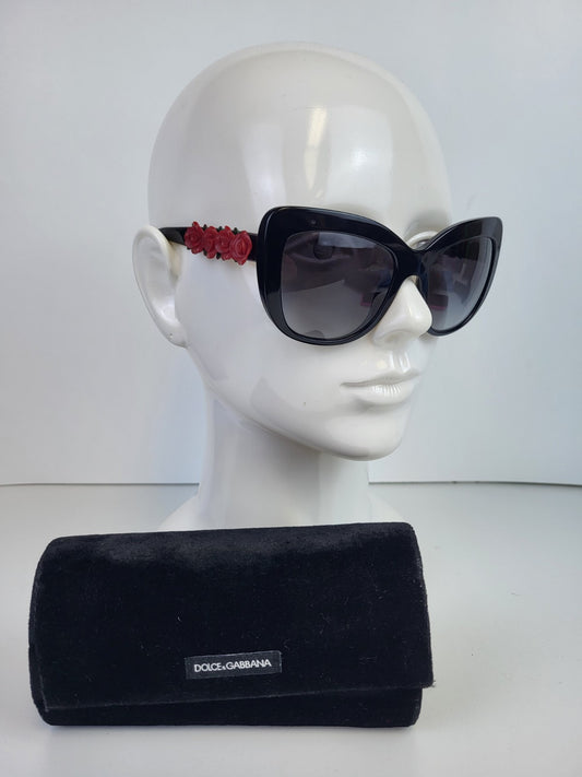 Dolce Gabbana Sunglasses DG 4252 Black Frame Red Rose 55/20