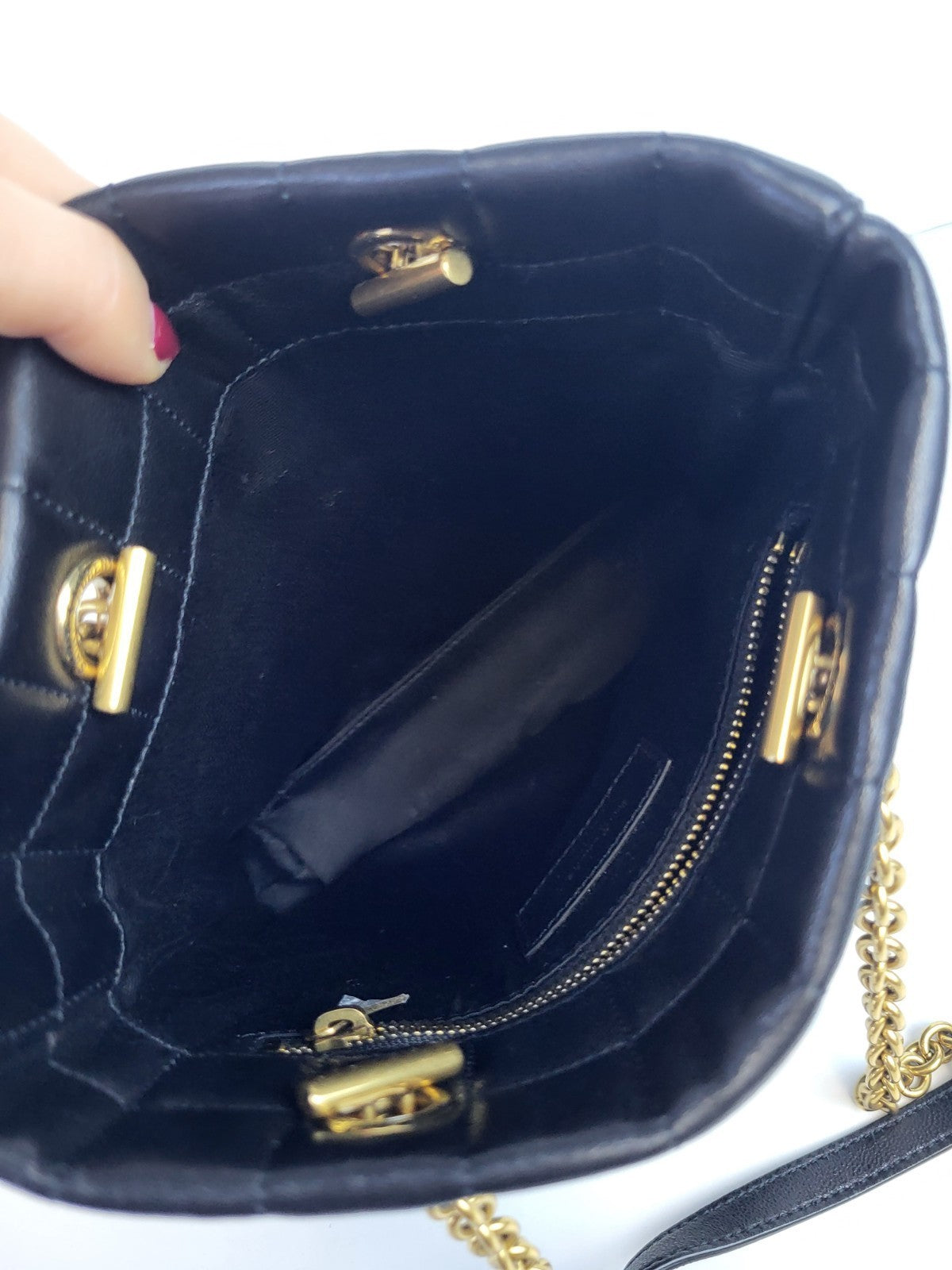 Saint Laurent Matelassé Carré Mini Tote Bag Black Lambskin