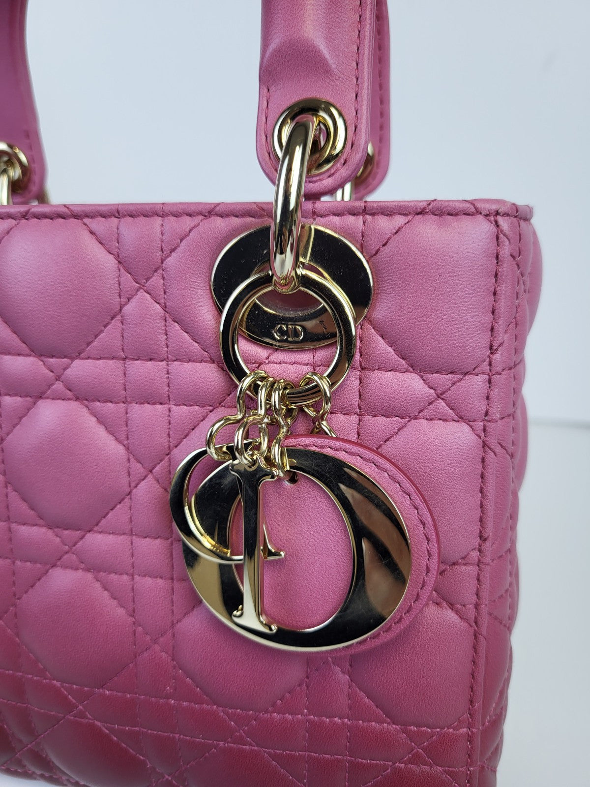 Dior Lady Dior  Ombre Pink Leather Small Shoulder Bag