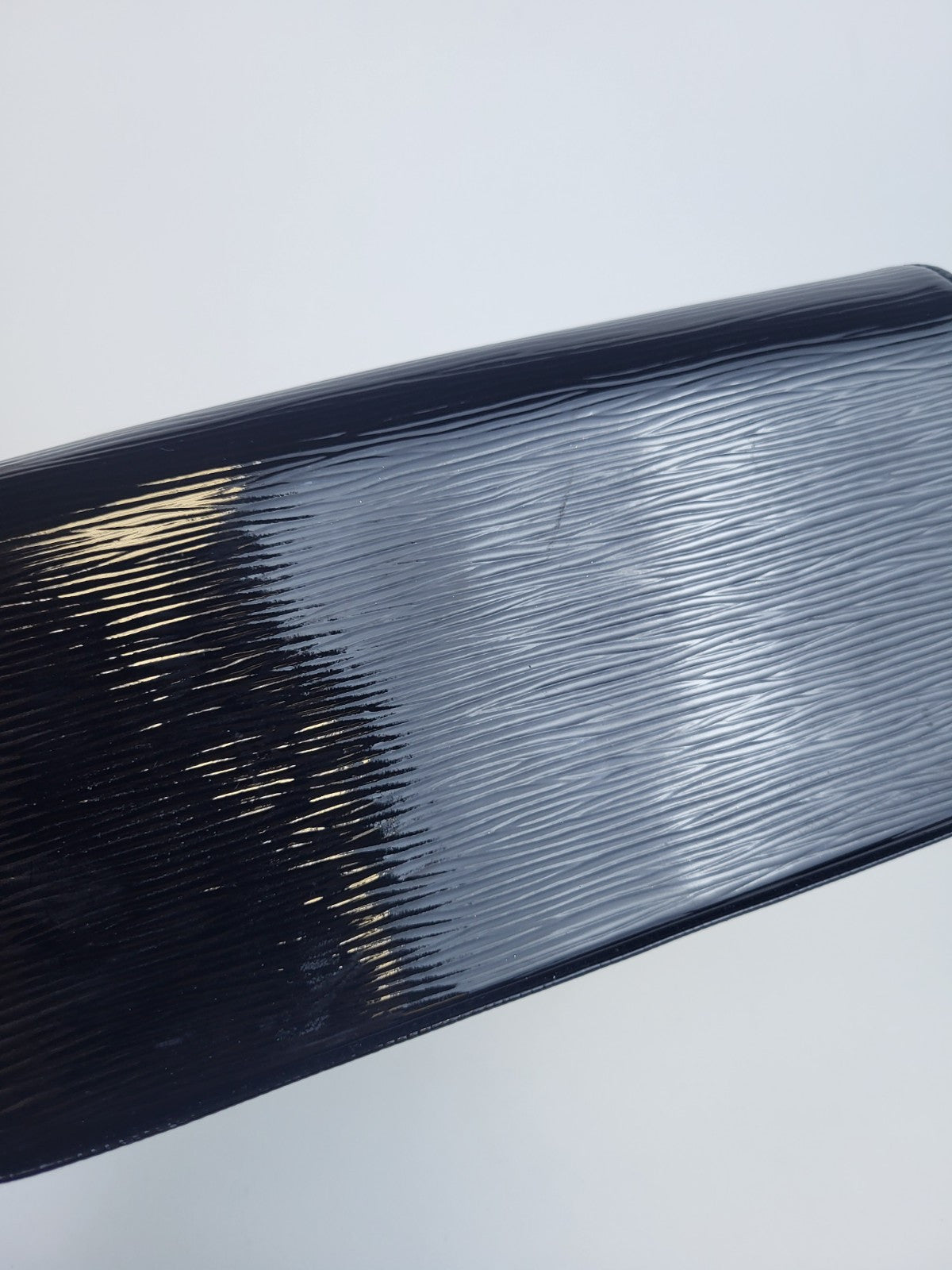 Louis Vuitton Black Patent Leather Silver LV Epi Sobe Clutch Flap Bag