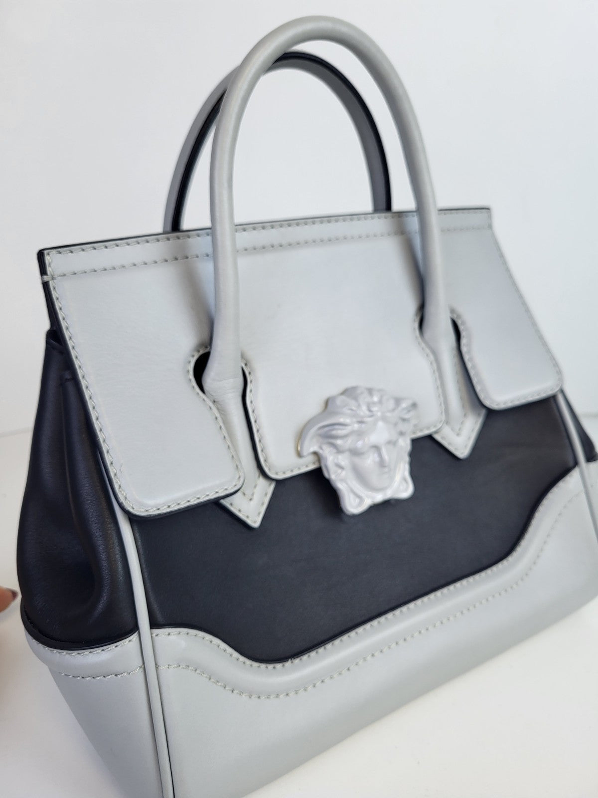 Versace Palazzo Empire Bag Leather Medium Bag Gray