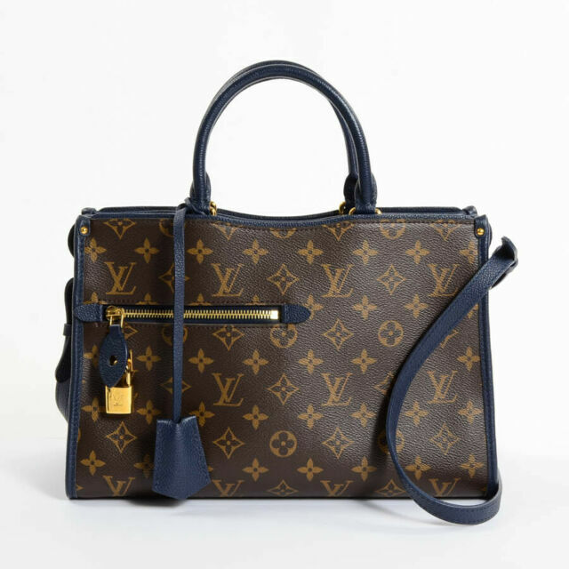 Louis Vuitton Popincourt Shoulder Bag PM Blue Brown Canvas Monogram