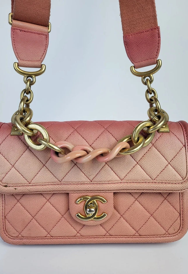 Chanel Small Sunset On The Sea Flap Coral Bag