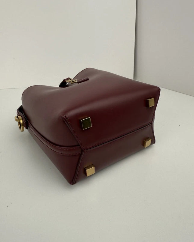 Saint Laurent LE 37 Mini Leather Dark Bordeaux Bucket Bag