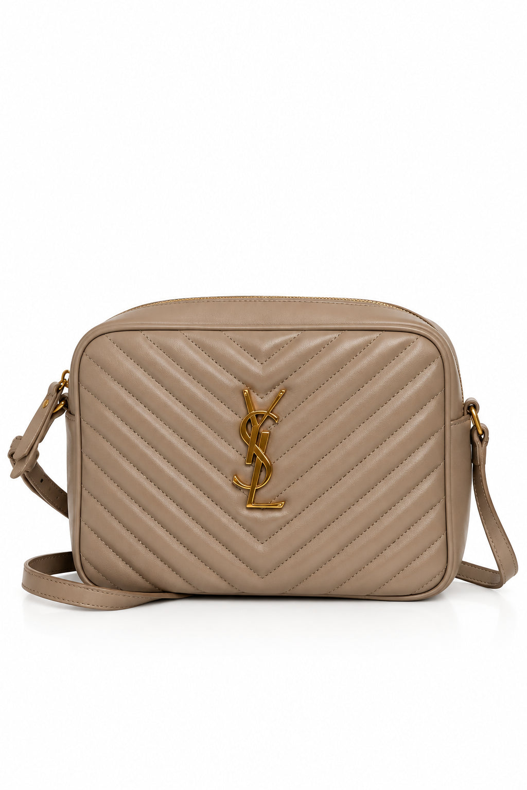 Saint Laurent Lou Camera Bag in Dark Beige Quilted Leather